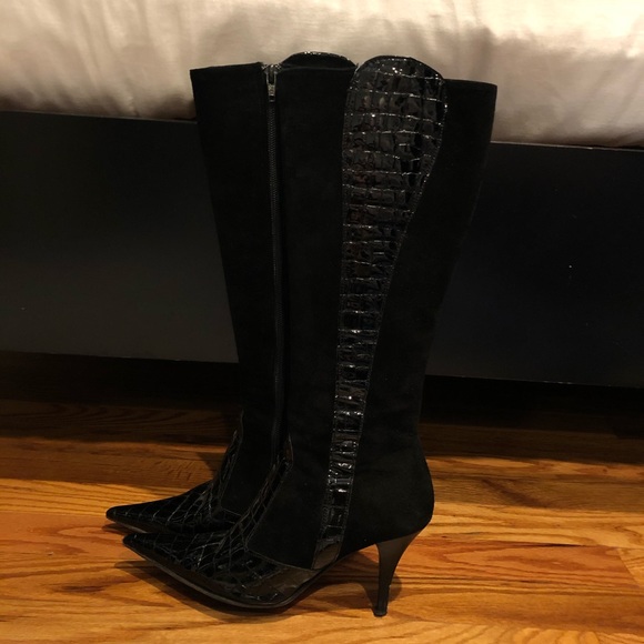 Shadey Shoes - Black Suede & Leather Boots